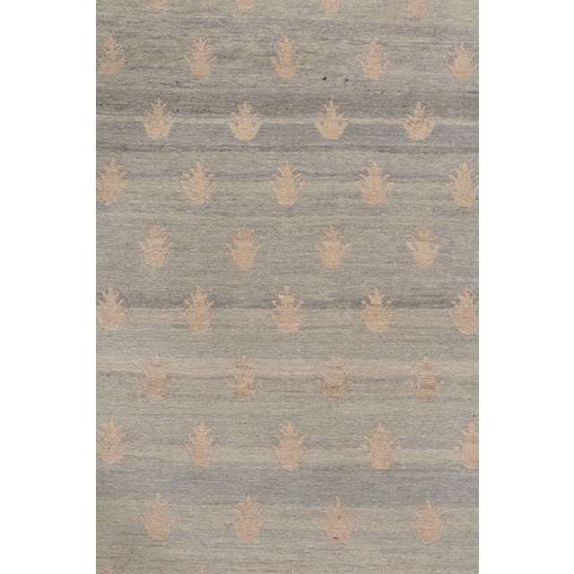 Textile Rug & Kilim’s Custom Geometric Silver-Gray and Green Wool Runner – “youngste” For Sale - Image 7 of 10