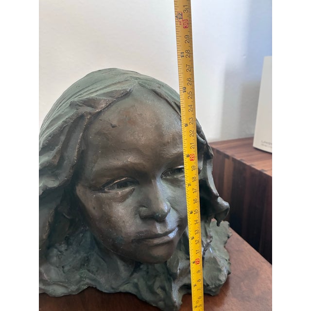 1980s Original Bronze Sculpture of a Girls Head, Marked “Andrea, Sculpted ‘84” For Sale - Image 9 of 9