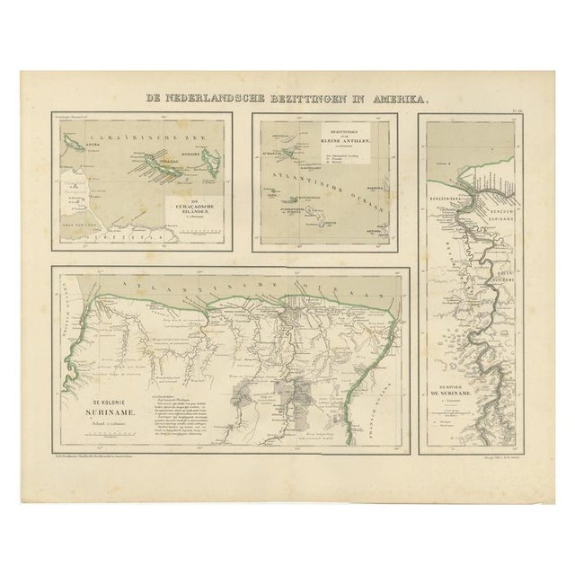 Antique Map of Dutch Colonies in the Caribbean and Suriname by Dornseiffen, 1884 For Sale - Image 15 of 15