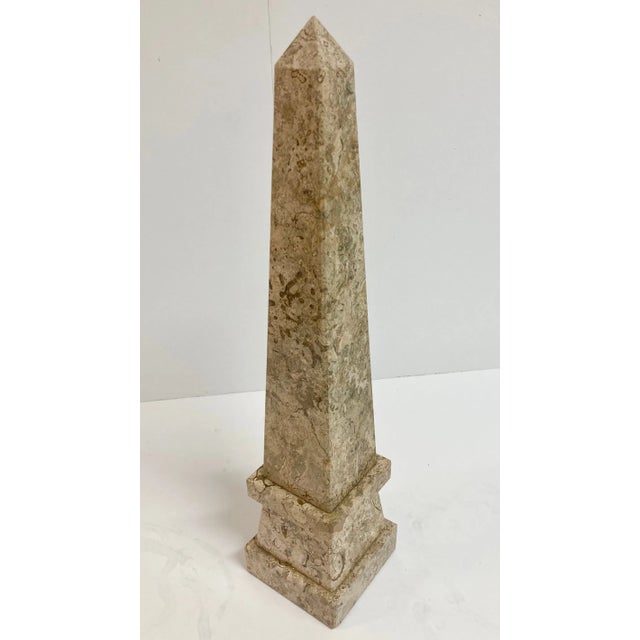 1950s Vintage French Art Deco Fossil Marble Obelisk For Sale - Image 5 of 5