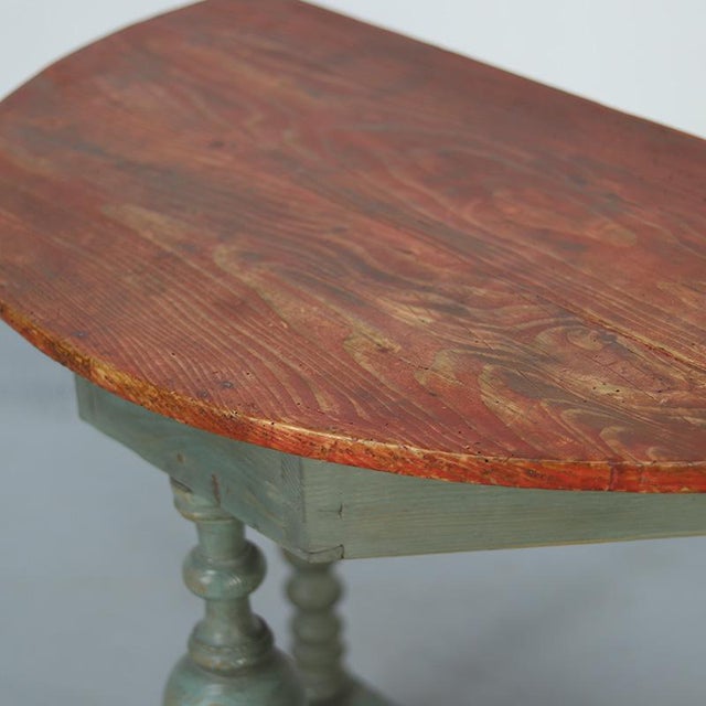 Antique Swedish Painted Folk Art Rustic Gustavian Side Table For Sale - Image 9 of 12