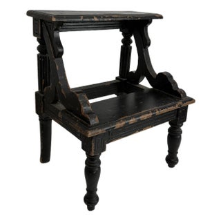 Antique Distressed Painted Library Step Stool For Sale