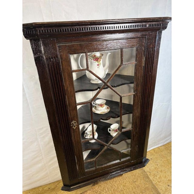 Wood Antique Georgian Hanging Corner Cabinet, 1830s For Sale - Image 7 of 11