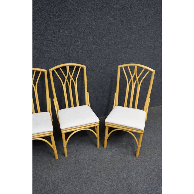 Set of 4 MCM Style Bamboo Dining Chairs With Upholstered Seats For Sale In Philadelphia - Image 6 of 14