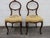 Victorian Late 1800s Carved Tapestry Small Accent Side Chairs a Pair 6379 For Sale - Image 4 of 12