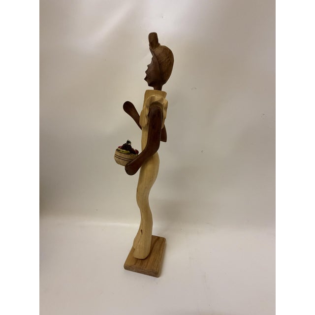 Chocolate Mid-Century Modern Cuban Style Hand-Carved Wooden Female Figurine For Sale - Image 8 of 12