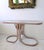 Vintage pink, chrome & brass console table with swan details, by Design Institute of America (D.I.A), USA 1980s. No label...