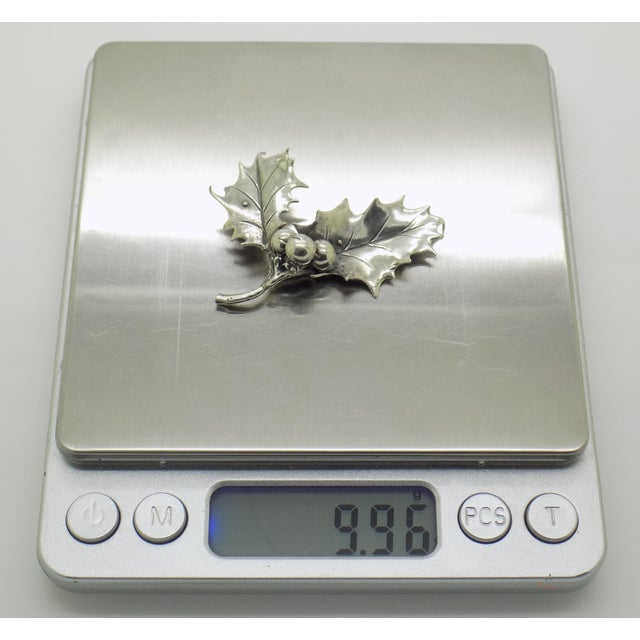 Vintage Italian Handmade Genuine Silver Mistletoe Christmas Decoration From Padua, 1980s Solid 800 Silver Holiday Botanical Miniature Gift For Sale - Image 10 of 11