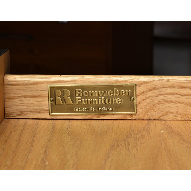 1970s Romweber Burl Elm Wood and Gold Trim Executive Desk and Credenza Set For Sale - Image 16 of 18