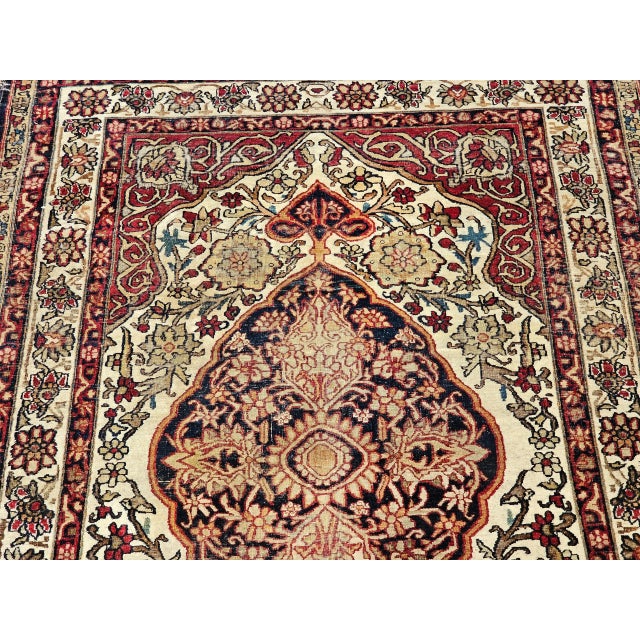 Antique Persian Kerman Lavar Area Rug, Floral Design, Wool, 1880s For Sale In Chicago - Image 6 of 12