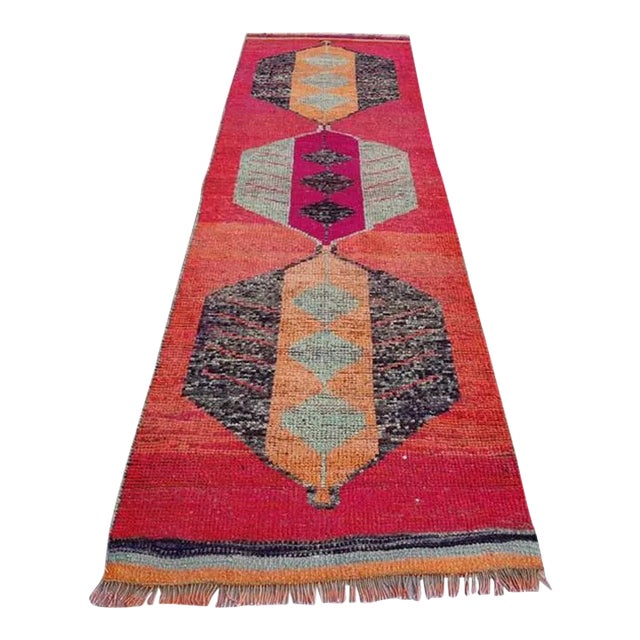 1960s Oushak Anatolian Floral Runner For Sale