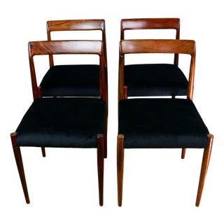 Vintage German Black Chairs from Lübke, 1970s, Set of 4 For Sale