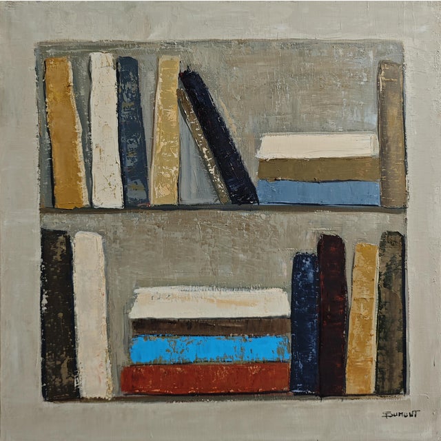 Point d’équilibre is an original oil painting from the Bibliothèques series by French contemporary artist Sophie Dumont....