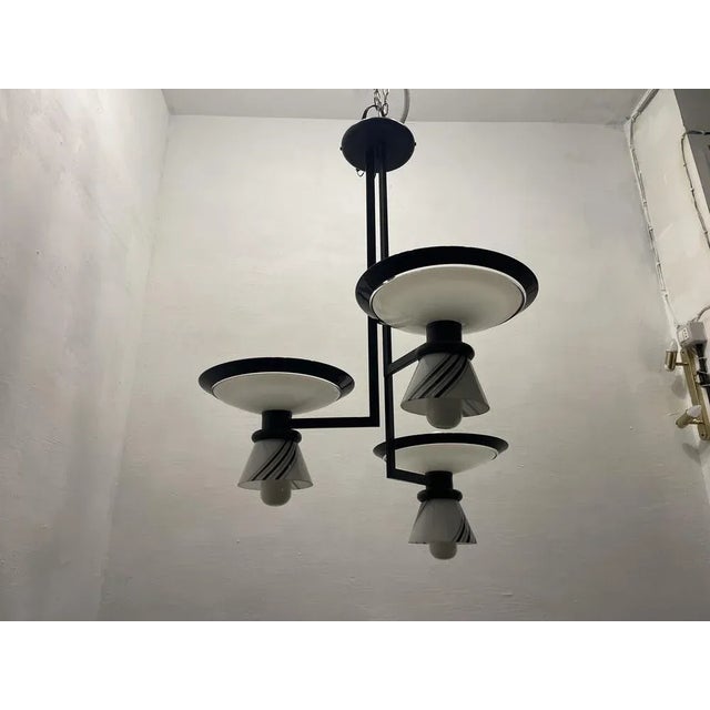 Architectural Black and White Pendant Light, 1980s For Sale - Image 3 of 10