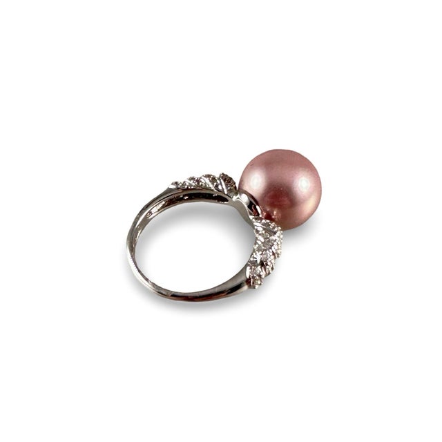 2000 - 2009 Sterling Silver Pearl and Cz Ring Sz 7 New For Sale - Image 5 of 5