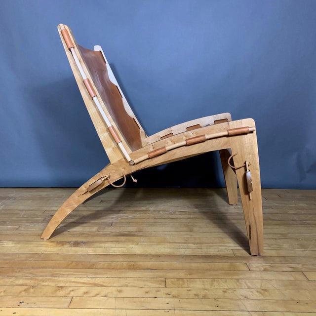 Dan Burstyn Quilpo Leather Sling Chair & Ottoman Chairish