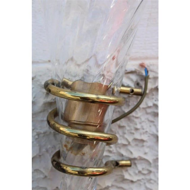 Gold Brass and Murano Glass Wall Lamps, Italy, 1970s, Set of 2 For Sale - Image 8 of 11