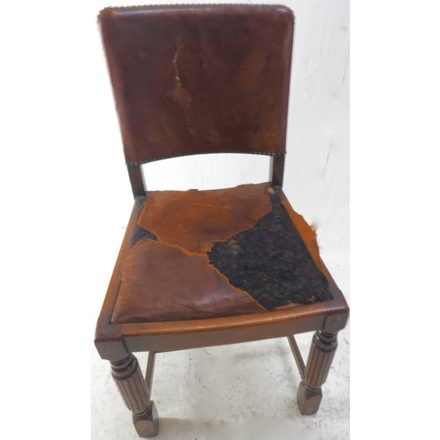 Early 19th Century Early 19th Century English Oak Chairs With Leather Seats For Sale - Image 5 of 11