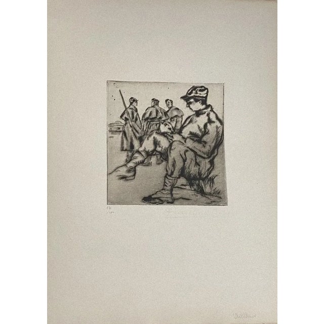 Military'' 1917s is a beautiful print in etching technique, realized by Anselmo Bucci (1887-1955). Hand signed. Numbered...