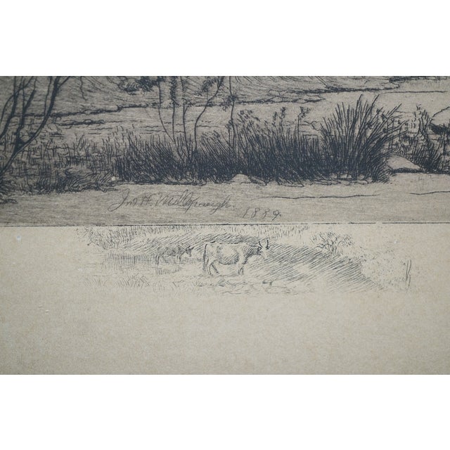 Antique John Hill Millspaugh Farm Farmhouse Panoramic Landscape Etching 21" For Sale - Image 6 of 10