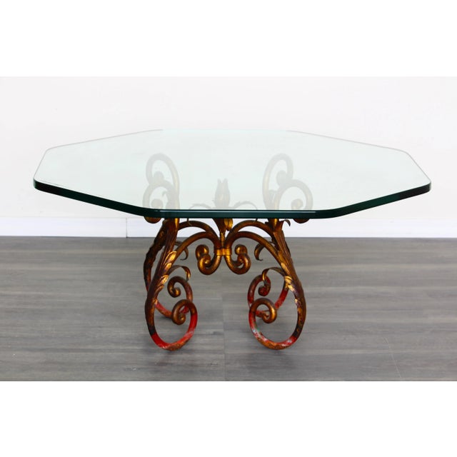 Vintage Hollywood Regency Coffee Table With Glass Top For Sale In Miami - Image 6 of 6