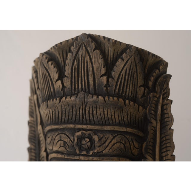 Wood Vintage Reclaimed Teak Khmer Aspara Goddess Bust For Sale - Image 7 of 7