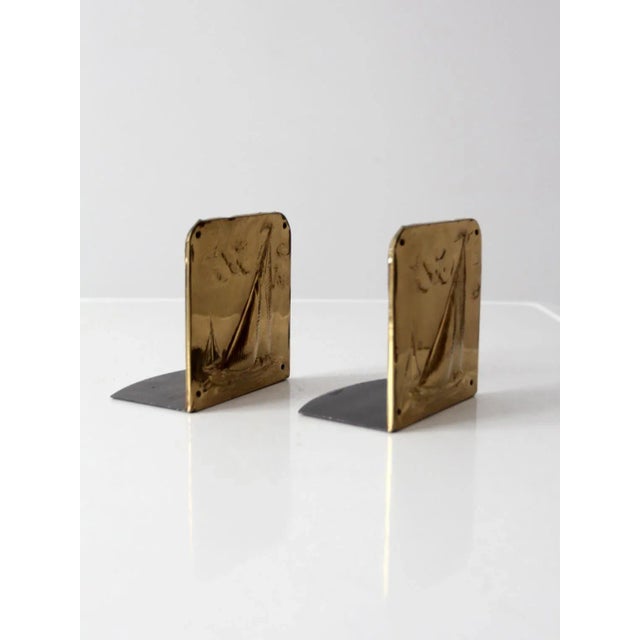 Vintage Brass Nautical Bookends For Sale - Image 6 of 11
