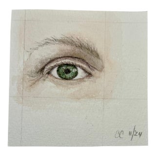 Giclee Print Miniature Watercolor Painting “Self Portrait Artist’s Eye “ For Sale