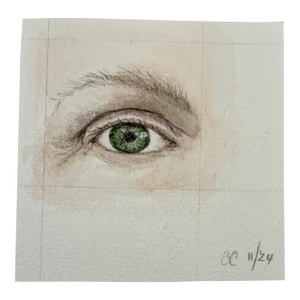 Giclee Print Miniature Watercolor Painting “Self Portrait Artist’s Eye “