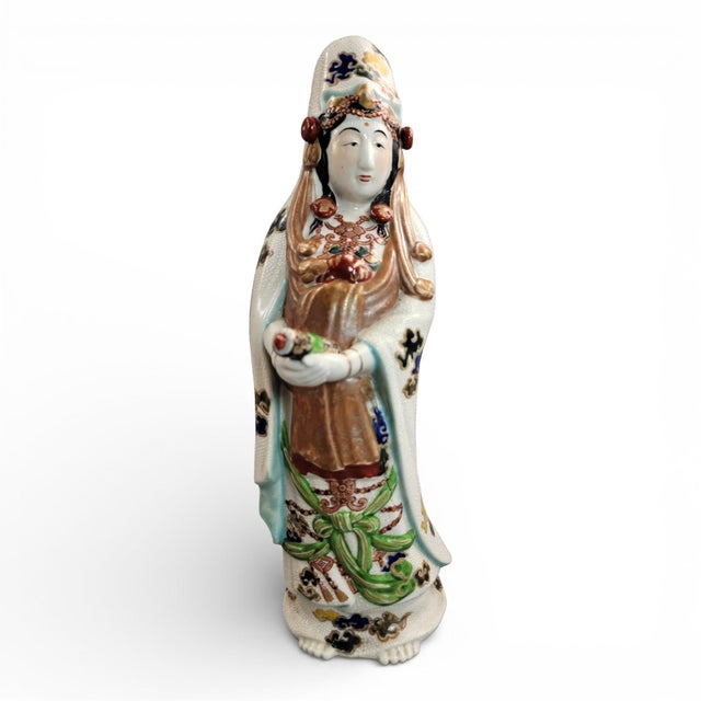 Japanese Kutani Porcelain Buddhist Triad of Kannon, 1800s For Sale - Image 6 of 13