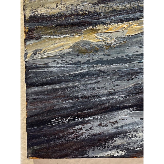 Sailing West by Sparky LeBold | Oil on Canvas Seascape with waves under a sunset sky For Sale - Image 4 of 5