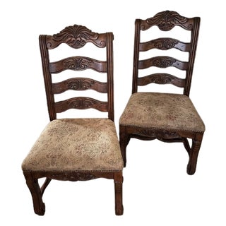 Late 20th Century The Florence Volute: Pair of Italian Renaissance Revival Carved Chairs For Sale