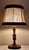 1920s Antique Art Deco German Table Lamp with Turned Base in Maple and Walnut Wood and Beige Fabric Shade, 1920s For Sale - Image 5 of 7