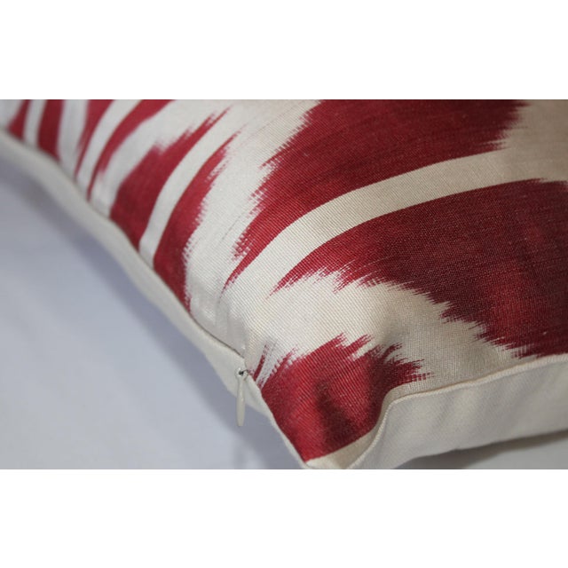 Contemporary Turkish Red Silk Ikat Pillow 16'' X16'' For Sale - Image 3 of 7