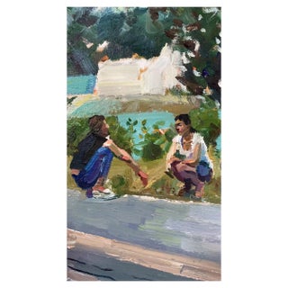Su Yu, Two Girls on the Roadside, 2022, Oil on Canvas For Sale