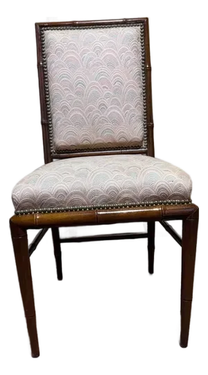 Vintage Hollywood Regency Chinoiserie Style Faux Bamboo Mahogany Brass Nail Side Chair