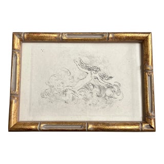 1930’s Original Drypoint Etching Angelic Figure by Pierre LaPrade For Sale