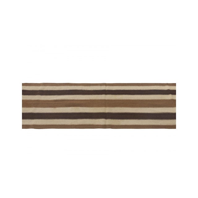 Striped Vintage Brown Kilim Runner Rug - 2`3" X 8`8" For Sale - Image 4 of 6