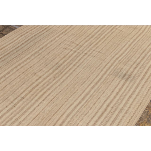 1950s Vintage Kilim Rug in Beige, Brown Panel Style, Striped Patterns For Sale In New York - Image 6 of 8
