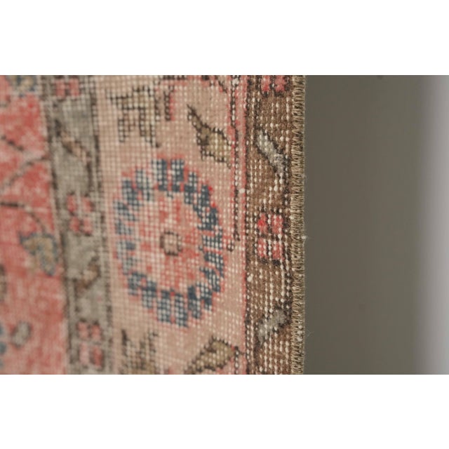 1970s Vintage Turkish Handmade Wool Cotton Pink Area Rug For Sale - Image 9 of 12
