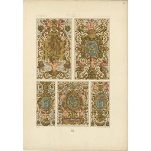 Albert Racinet, Renaissance Ornament Plates, 1873, Lithograph, Set of 3 For Sale - Image 3 of 9