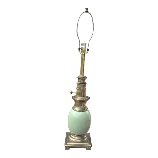 1950s Stiffel "Ostrich Egg" Lamp in Celadon Green For Sale