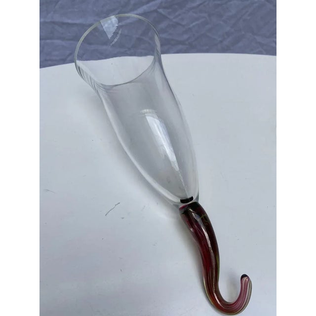 Glass to hang or dry - Serge Mansau for Murano Colorless and red crystal with green shades H26xD9,5 1992. This piece is...