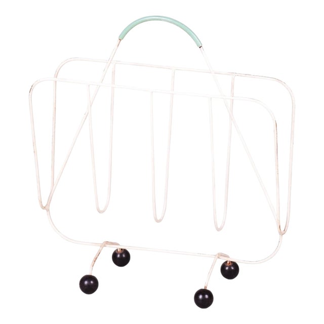 Mid-Century Czech Magazine Stand in Painted Metal, 1950s For Sale