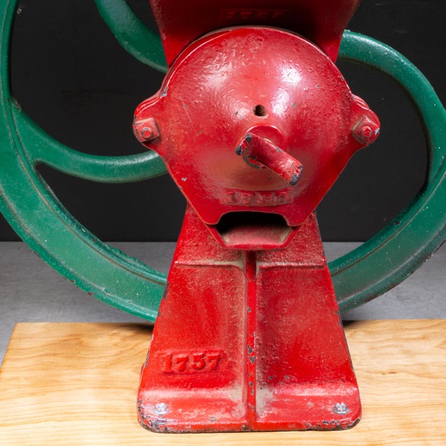 Wood Antique Cast Iron Coffee/Grain Grinder #1762 For Sale - Image 7 of 9