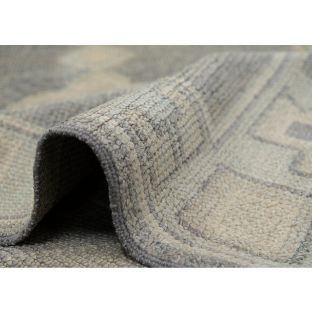 Gray Turkish Oushak Rug Gray & Light Blue Handwoven Wool Rug 2'9" X 6'8" For Sale - Image 8 of 10