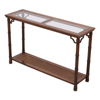Chippendale Chinese Console Table in Faux Bamboo, 1970s For Sale