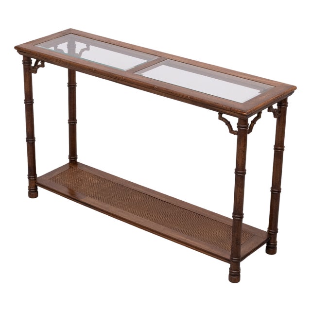 Chippendale Chinese Console Table in Faux Bamboo, 1970s For Sale