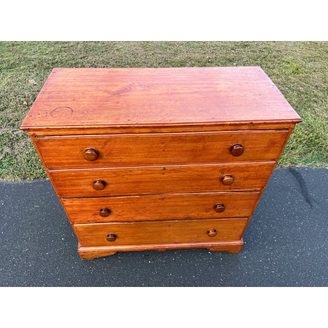 Antique Pine Chippendale Chest on Bracket Base With Double Drawer Dated 1808 For Sale - Image 4 of 11