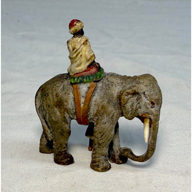 Antique 19th Century Mini Cold Painted Austrian Vienna Bronze Elephant Statue For Sale - Image 9 of 9